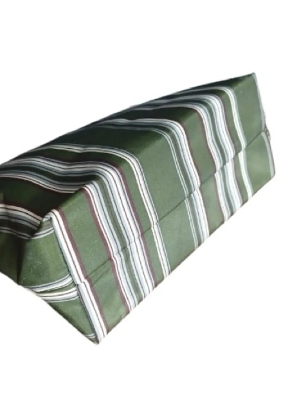 Estée Lauder Cosmetic Bag Makeup Travel Case Green Brown Striped NEW